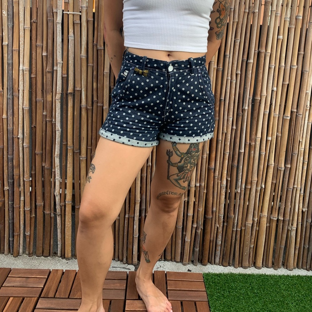 G star denim polka dots shorts sz 25